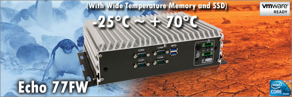 Wide Temperature Fanless small PC with 4 COM, 2 x Gb Lan, Wide Voltage, Intel Raid