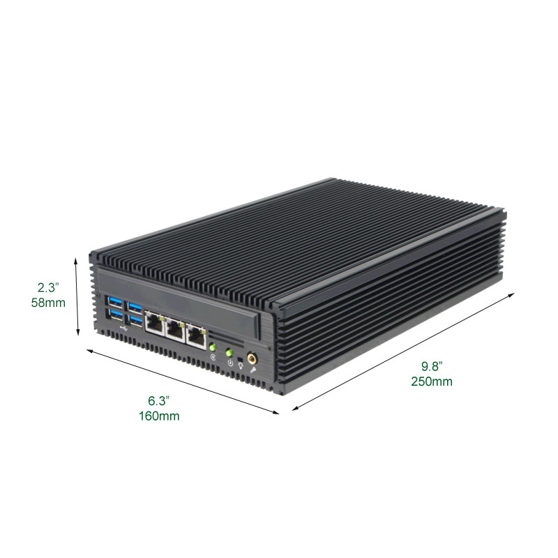 Silent PC - i7 Fanless Mini PC SlimPro SP685FP-G4 Quiet and Small in size with 4 Gigabit LANs